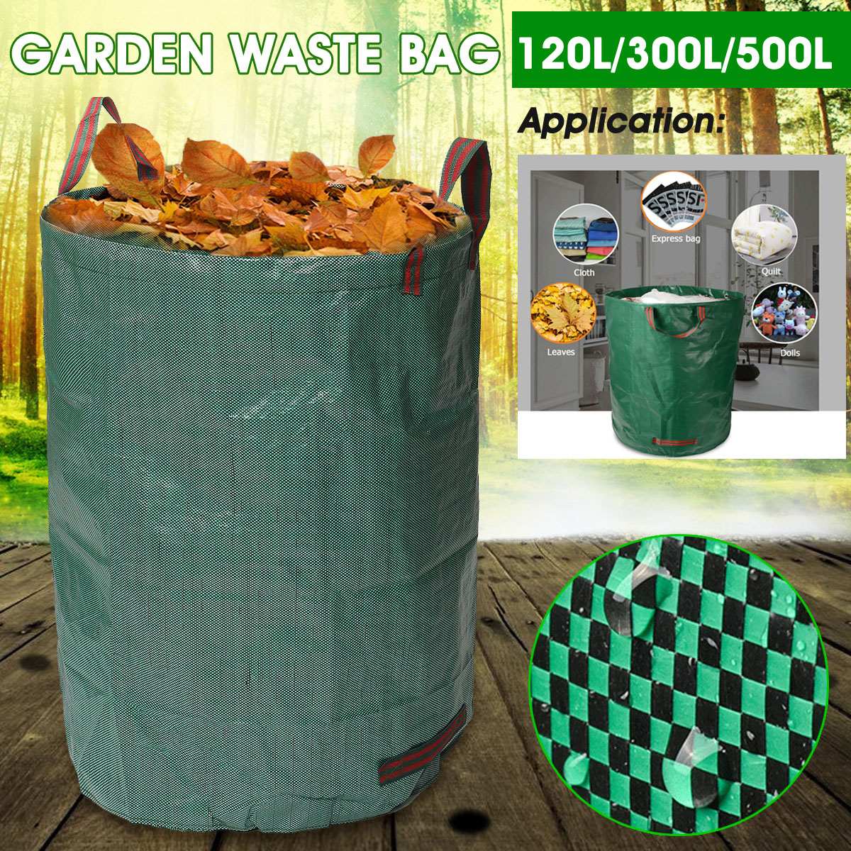 120L/300L/500L Large Capacity Heavy Duty Garden Waste Bag Durable Reus –  Team Amount